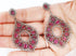 Pave Diamond Rosecut Ruby Earrings w/ Ear Post, (DER-1008)